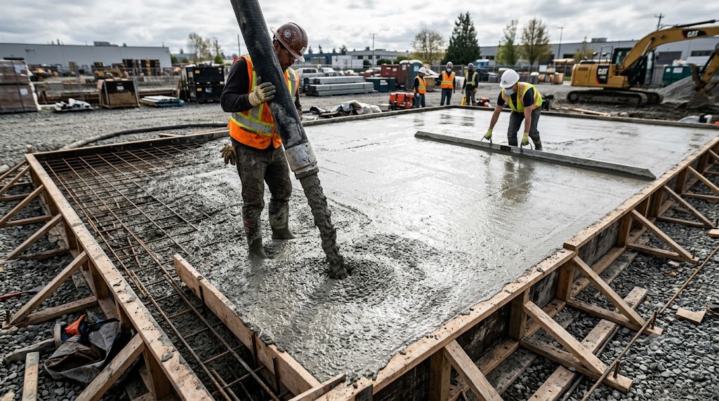 pouring concrete
